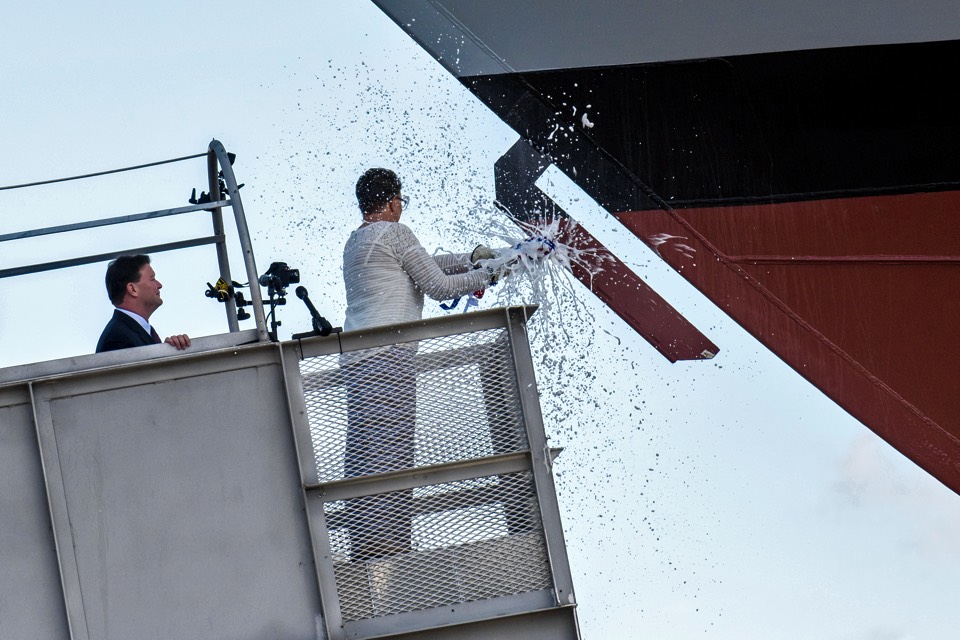 USS Billings is christened by Sharla Tester